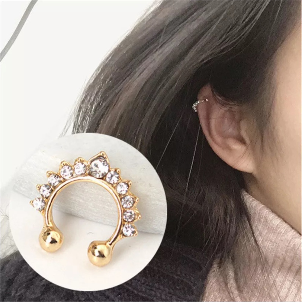 "Kelsie" Nose Ring/Ear Cuff Diamond Everyday/Costume/Beach Jewelry/Accessory - Picture 2 of 8